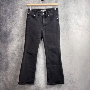 MADEWELL Cali Demi-Boot Faded Black Denim Jeans Cropped Ankle Stretch 27 Petite